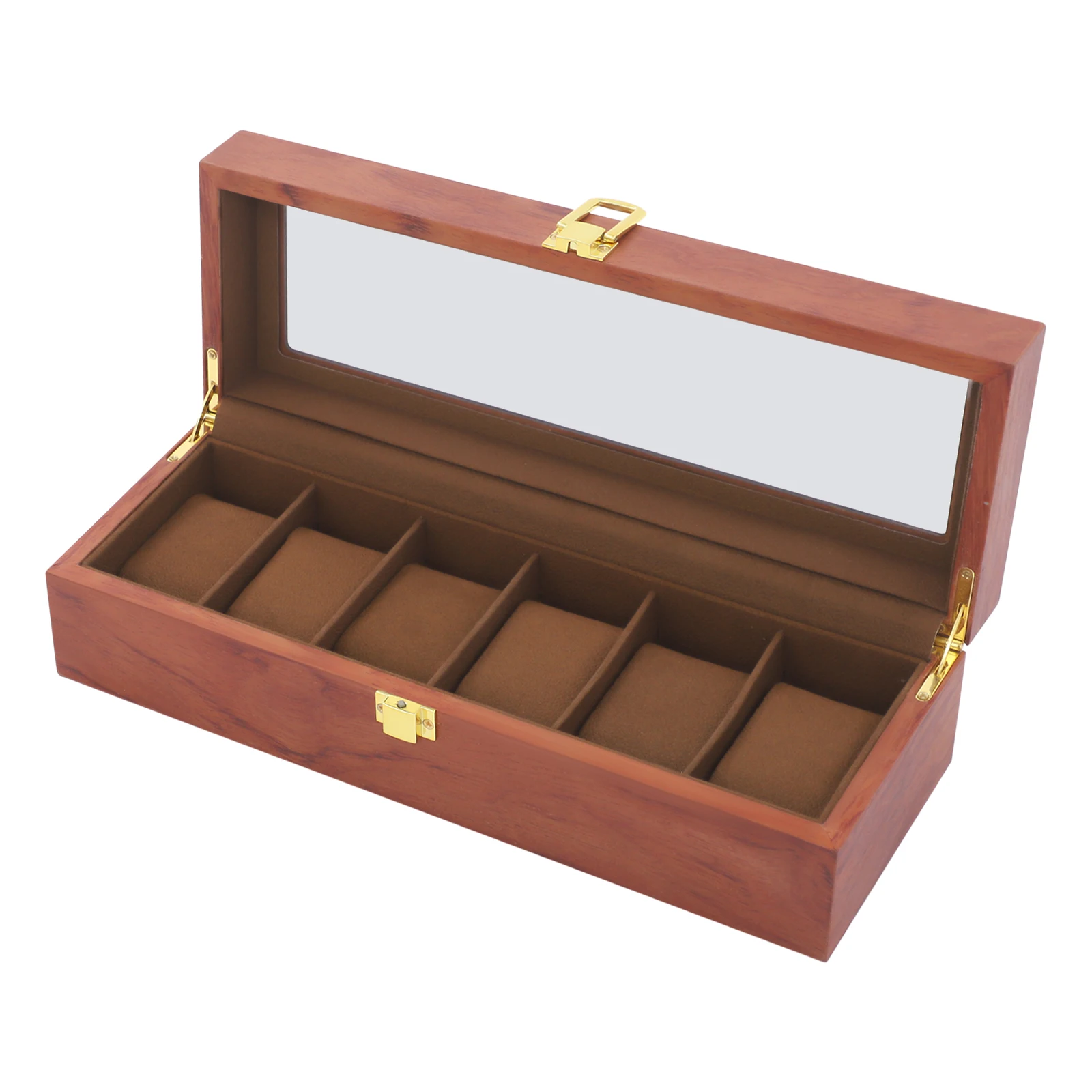 6-Fach Umweltfreundliche Leder-Uhrenbox im Klassischen Bestseller-Stil, Staubdichte Uhrenaufbewahrung mit Schloss und Glasfenster – Detail 14