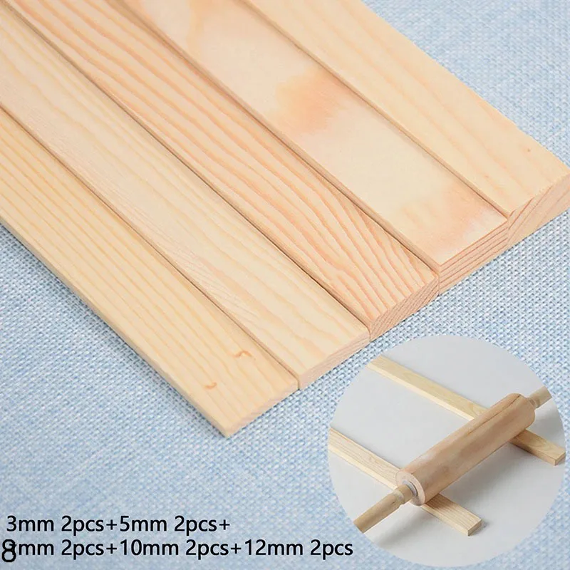 Ceramic Clay Board Guide Pine Wood Strip Wooden Ruler Ceramic Tool Rolling Clay Cutting Wood Guide Rail 10Pcs 3/5/8/10/12MM