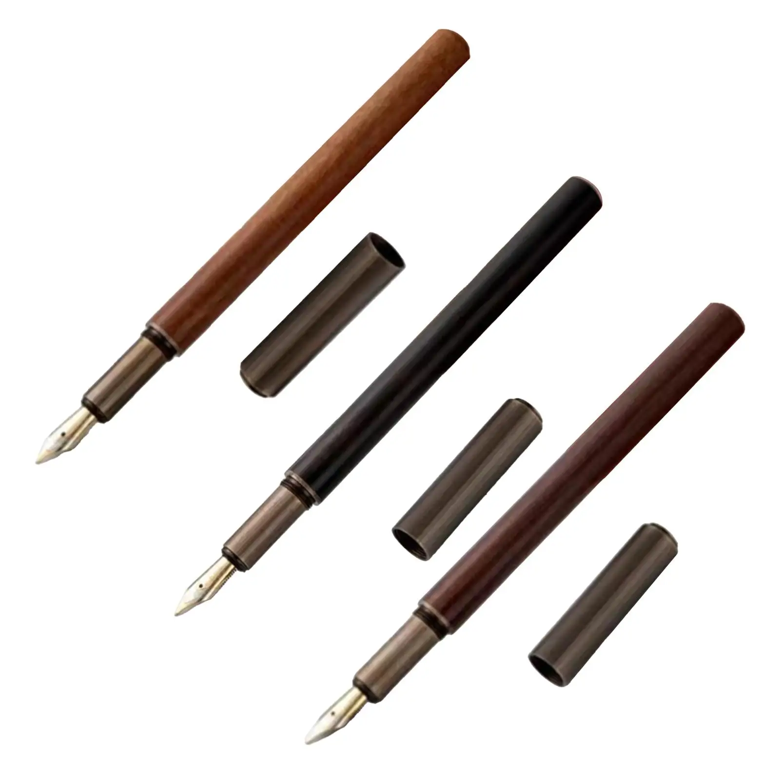 

Fountain Pen Lightweight Practical Gifts Premium Portable Adults Kids Metal Short Paragraph Wooden Writting Pen Calligraphy Pen