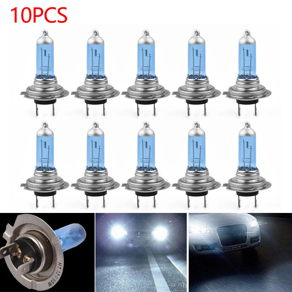 Halogen Headlight Bulb Car Headlights 10pcs Car Headlights H7 12V 55W Halogen Lamps Bulbs Auto Headlights For Car Lighting Part Replacement