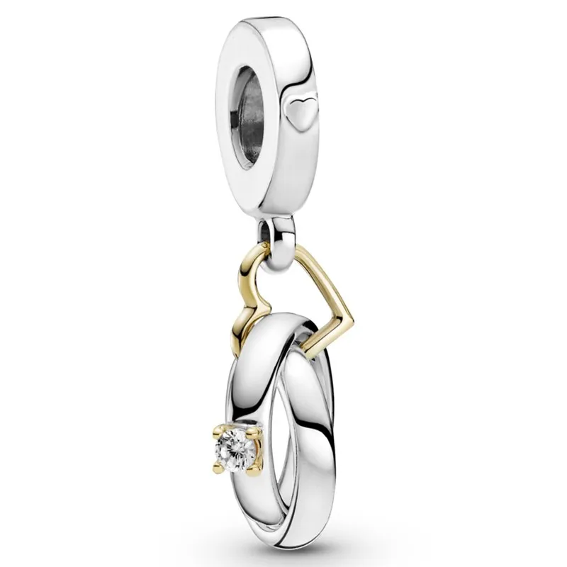 

Original Wedding Rings Cushion Dangle Beads Charm Fit Pandora Women 925 Sterling Silver Bracelet Bangle Jewelry