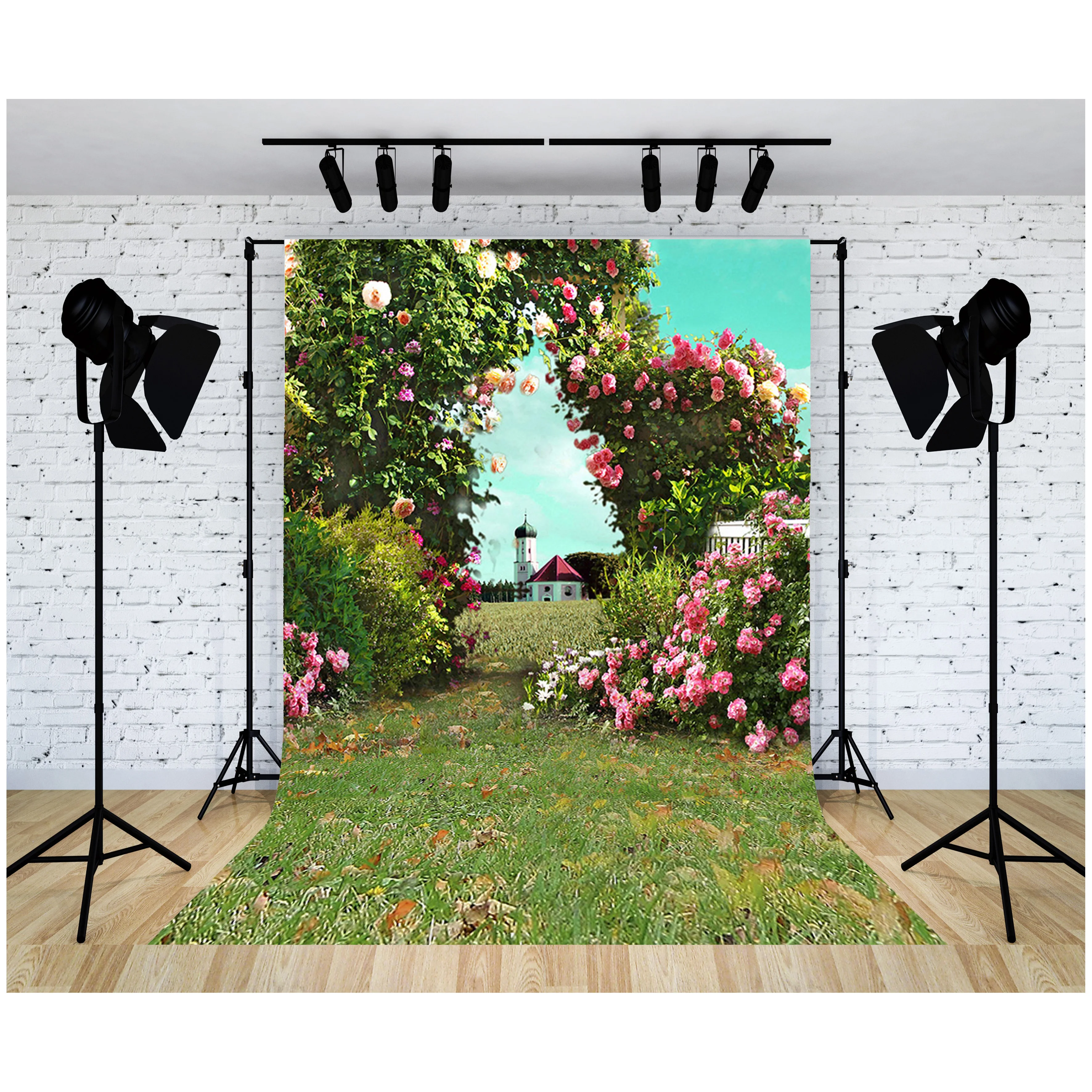 

Grassland Castle Coastal Landscape Photography Backdrops Ocean Coconut Tree Tropical 3D Window Photo Studio Background SS-09