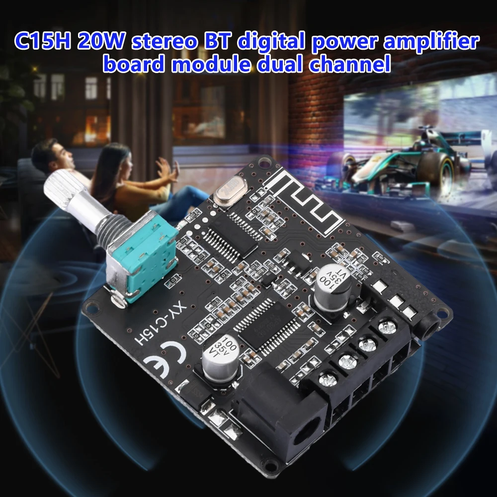 C15H MINI BT 5.0 Wireless Audio Digital Power Amplifier Stereo Board 20Wx2 Amplificador App Control Amplify