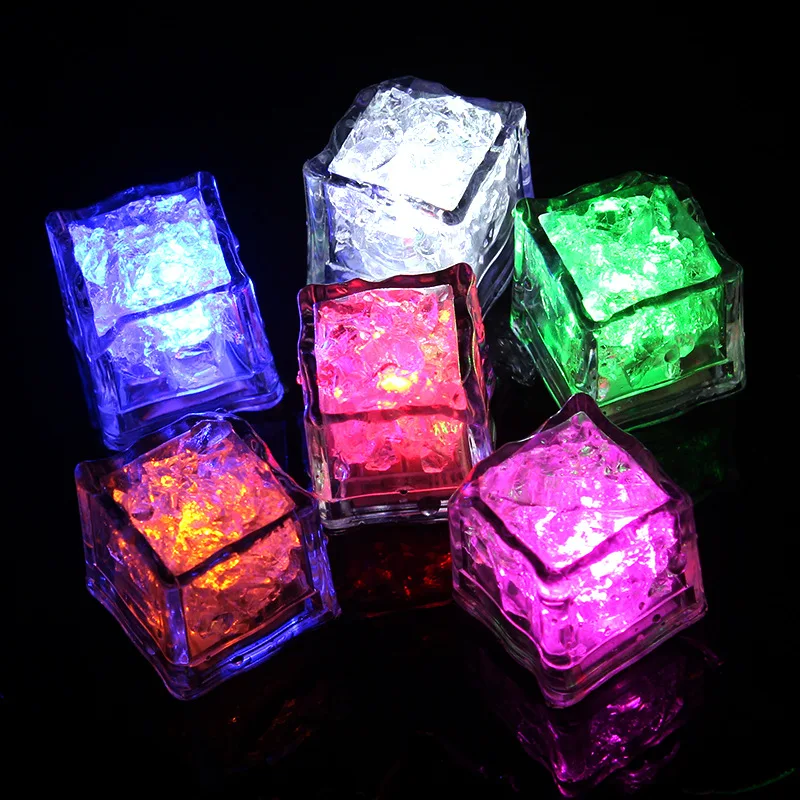 1Pc Colorful LED Ice Cubes Light Waterproof Ice Cube Atmosphere Light Birthday Gift Party Bar Wine Glass Decor Baby Bath Toys