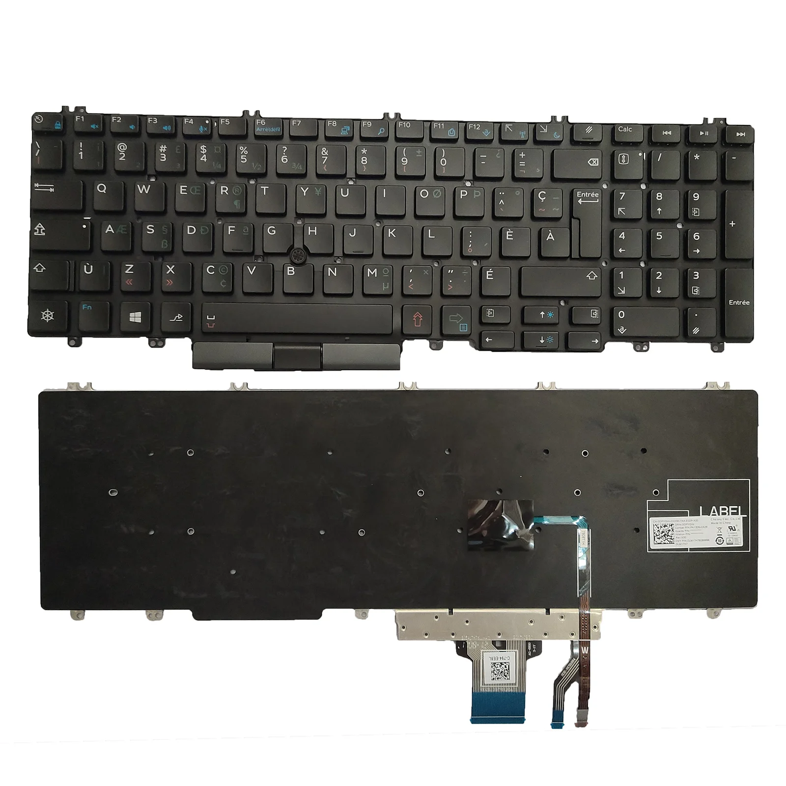 

New For DELL Latitude E5550 E5580 E5590 E5591 CFA Keyboard No Backlit with pointer No Frame