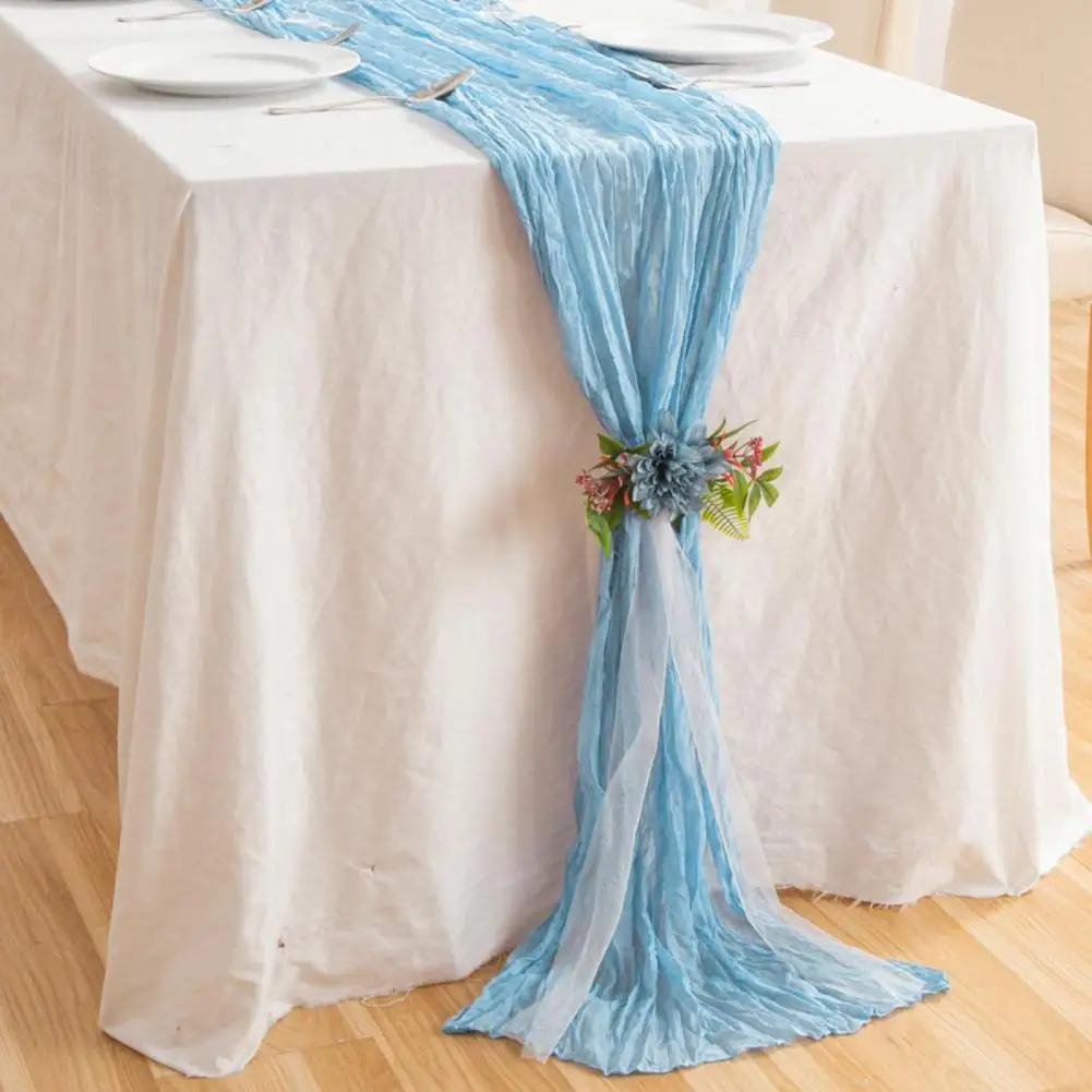 180*90cm Table Runner Rustic Tablecloth Washable Non-Fading Hand-dyed Tablecloth Transparent Cheesecloth Wedding Party Decor