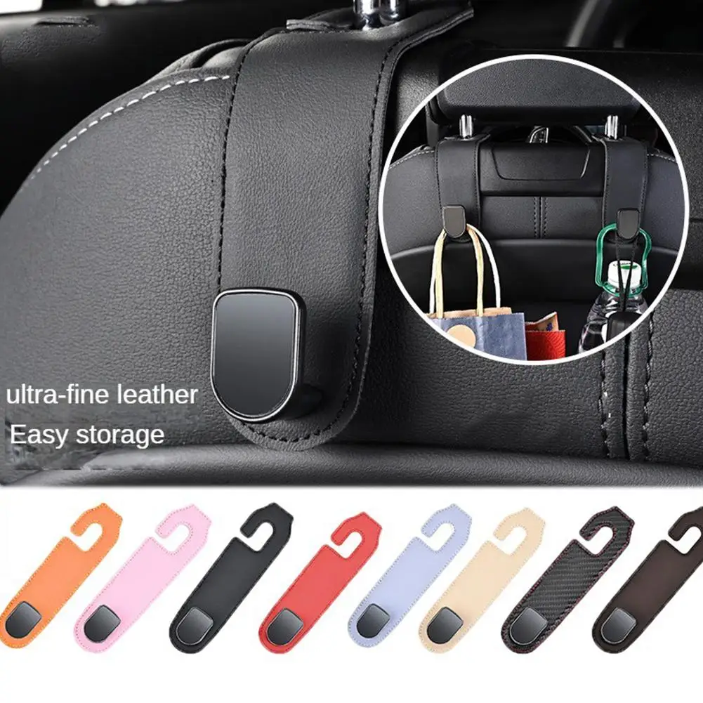 

Portable Storage Holder For Car Headrest Hooks Hanging Purses Auto Fastener Back Seat Organizer PU Leather Rear Rack Z6P0