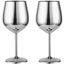 Elegant 500ml Rose Gold Stainless Steel Wine Goblet - Durable Metal Cup for Red Wine and Champagne, Perfect for Parties and Bars (Silver - 2)
