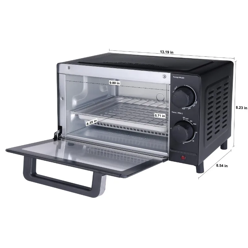 Mainstays 4 Slice Toaster Oven with 3 Setting, Baking Rack and Pan, Black -  AliExpress