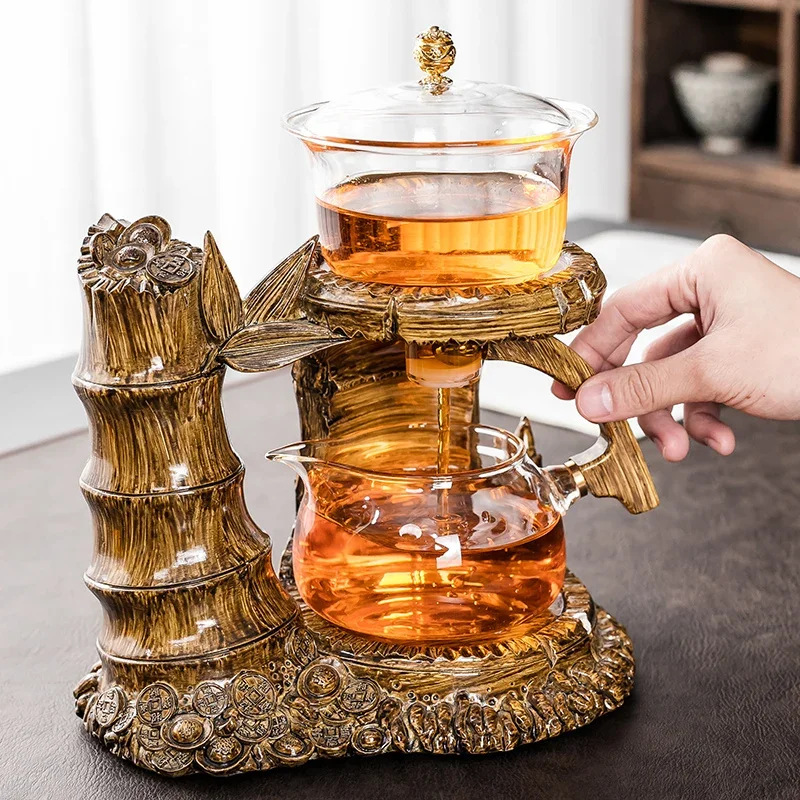 Automatic Teapot Tea Infuser Water Heat-resistant Kungfu Tea Drinking Creative GlassTea Set Magnetic Diversion