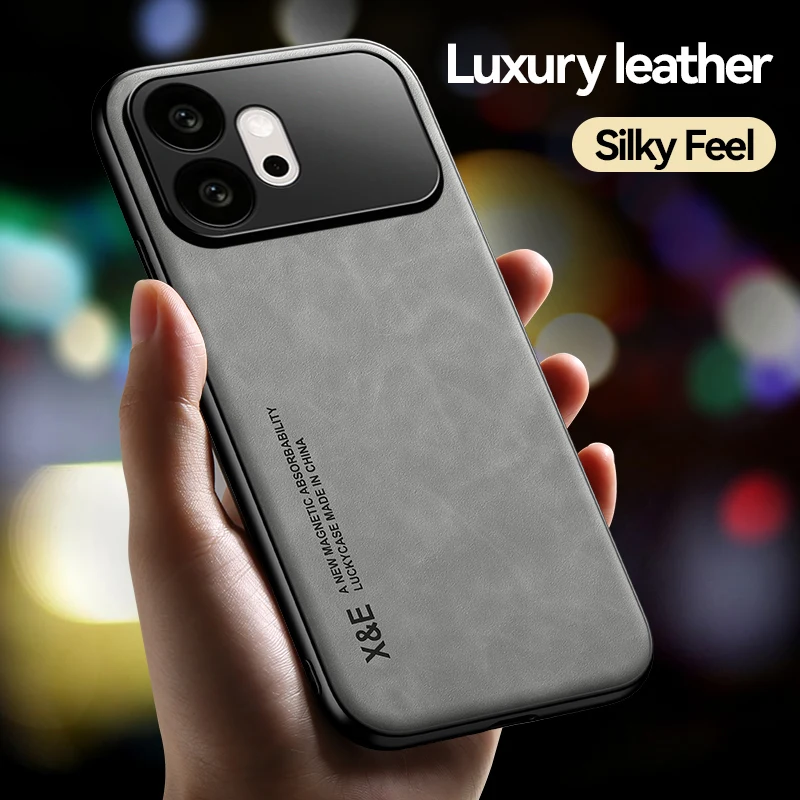 Luxurious Magnetic Leather Phone Case - Slim, Protective, and Car Mount Friendly