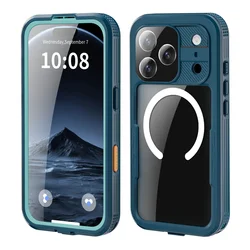 Ultimate Waterproof Phone Case with Magsafe for Wireless Charging and Underwater Use (Blue)