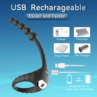 Penisring-Vibrator mit Analperlen, Buttplug, 10, Vibration, ferngesteuerter Analplug, Prostata-Massagegerät, Paare, Sexspielzeug für Männer 4