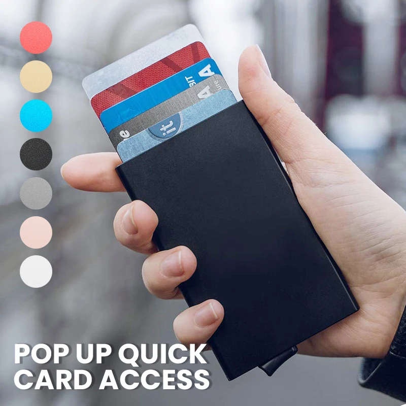 Ultra-Slim RFID Blocking Pop-Up Wallet - Minimalist Metal Card Holder