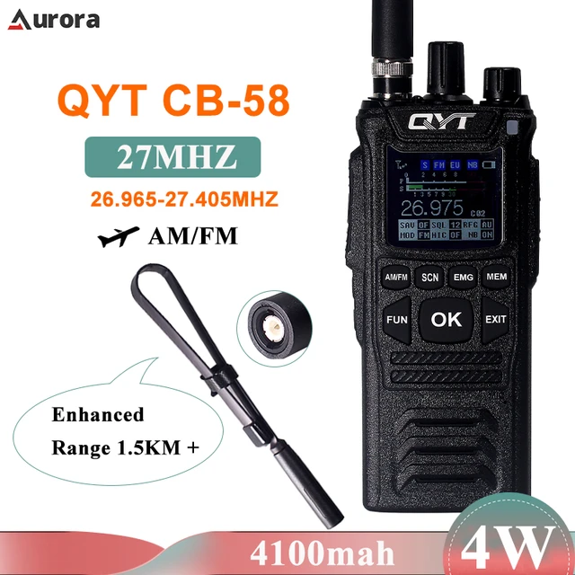 QYT CB-58 Walkie Talkie 27MHz AM/FM CB Radio 4W 26.965-27.405MHz