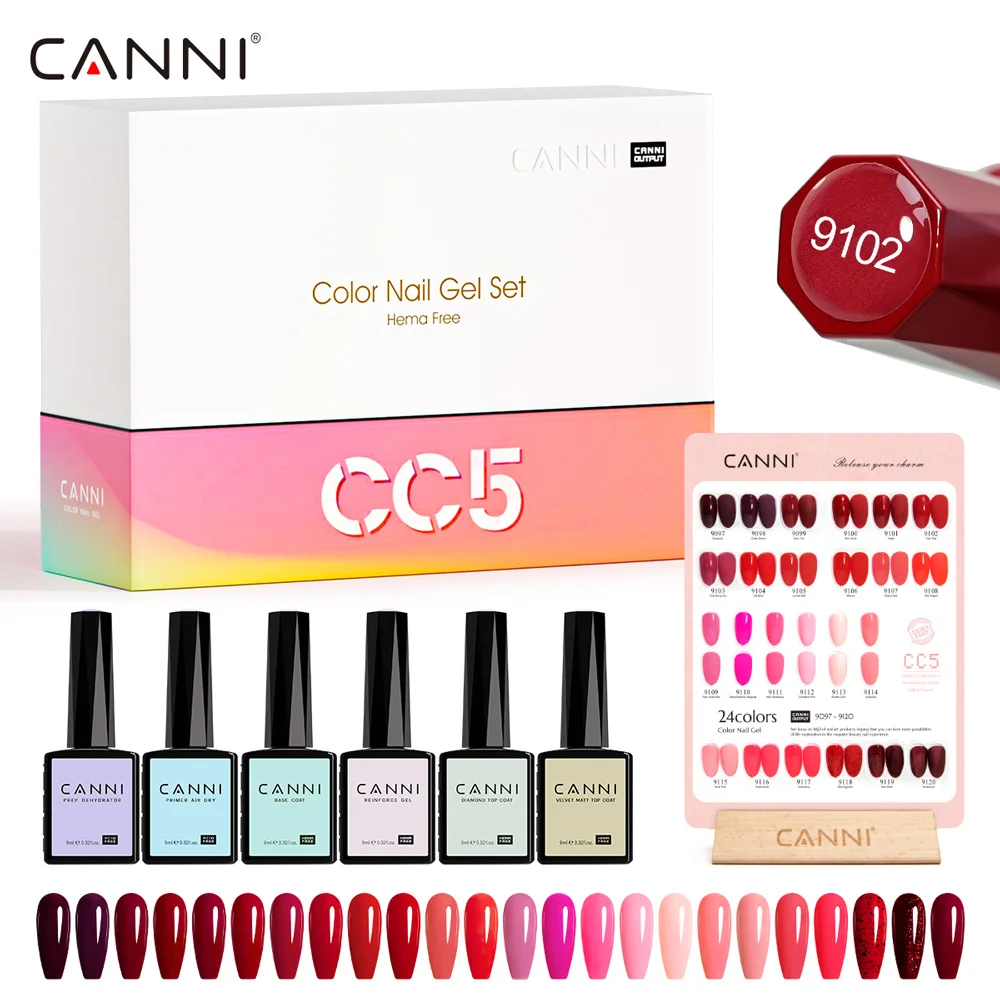 CANNI HEMA FREE Nail Gel Polish VIP Kit Color Chart Diamond Top Coat 30pcs/set 9ml Soak Off UV LED Nail Manicure CC1 to CC7 Kit 5