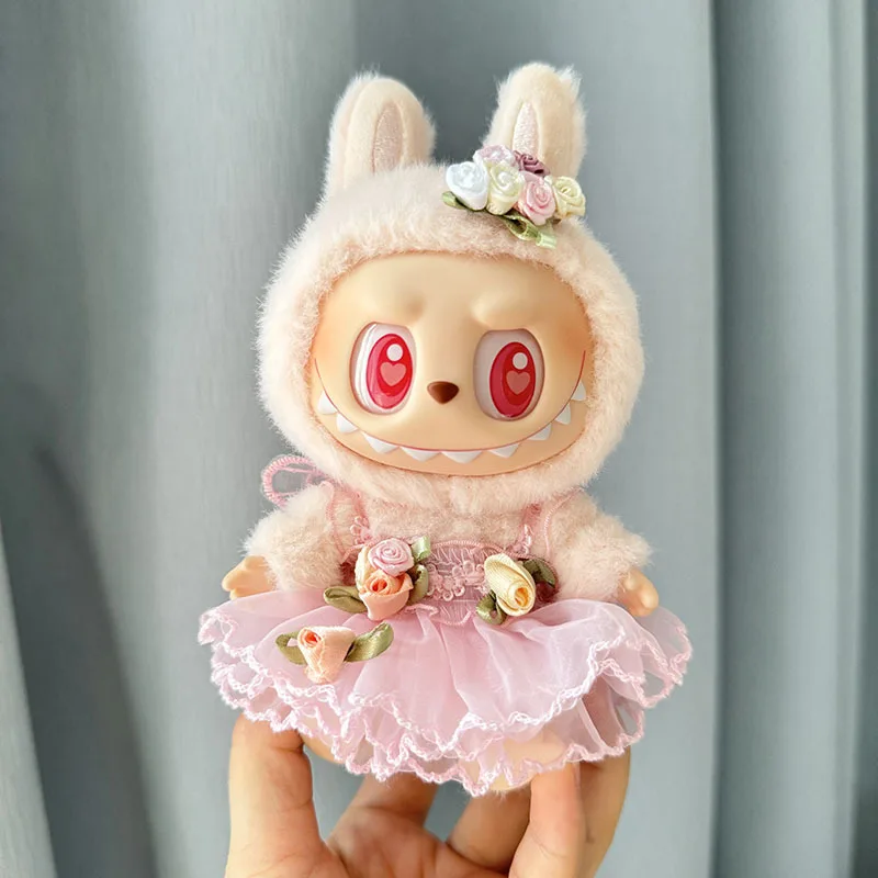 thumbnail image 1 of Miniropa de felpa para muñecas, traje de 17cm, accesorios para Kpop, Exo, Labubu I II, Idol, sit party, falda con lentejuelas, 1 of 5