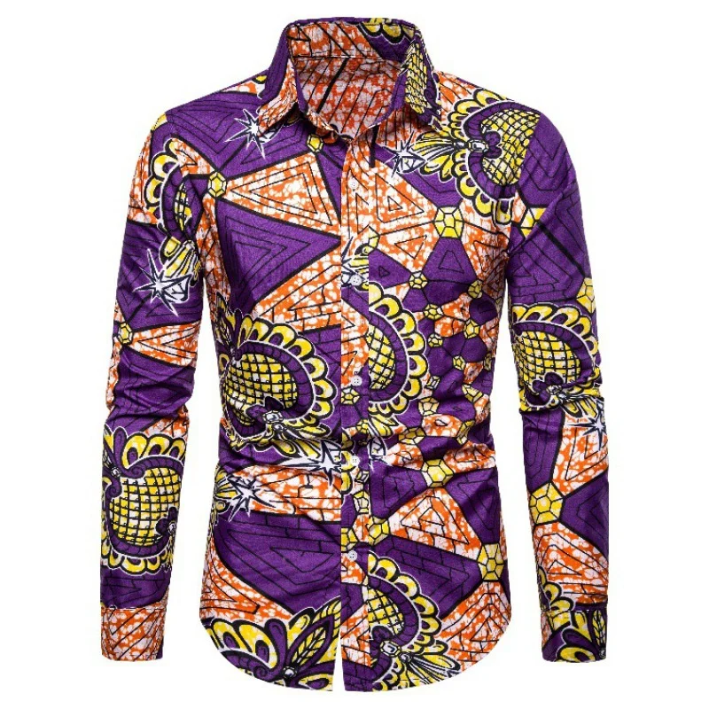 Camisa con botones para hombre nueva, camisas con estampado africano Dashiki, camisetas de manga larga, ropa tradicional para parejas, estilo étnico hip hop, ropa de calle