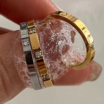 Waterproof Stone Inlaid Finger Joint Ring for Women Exquisite Engraving Geometric Pattern Female Statement Party Wedding Rings 1
