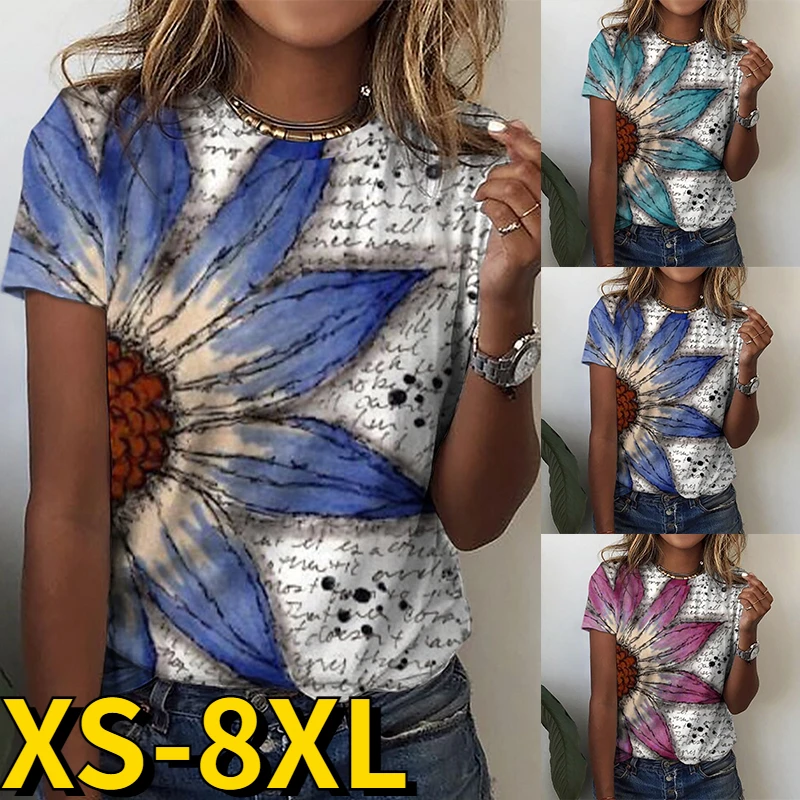 

Новинка 2023, модная футболка с круглым вырезом, Женский пуловер с 3D принтом, летняя повседневная женская Винтажная футболка с коротким рукавом, Женский Топ