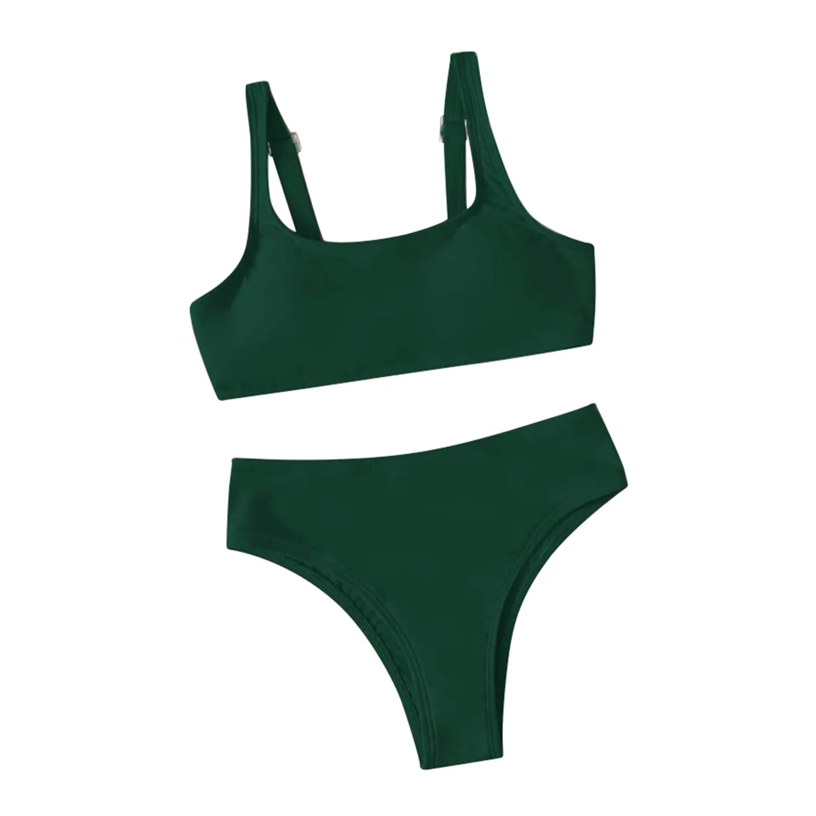 

Купальники для девочек-подростков, бикини из двух частей, регулируемые бретельки, женский купальник с нагрудной подушкой