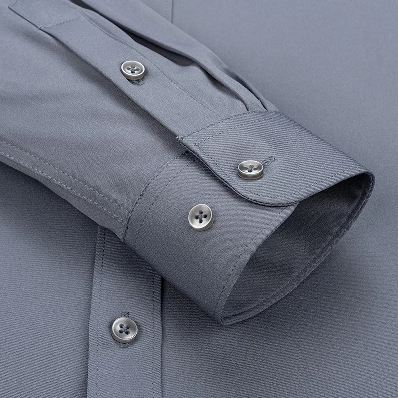 قميص رجال الأعمال بلون واحد ، الموضة الرسمية ، رقيقة ، الكلاسيكية ، الأساسية ، عارضة ، ضئيلة ، أبيض ، طويلة الأكمام ، الاجتماعية ، ملابس رجالية ، جديدة