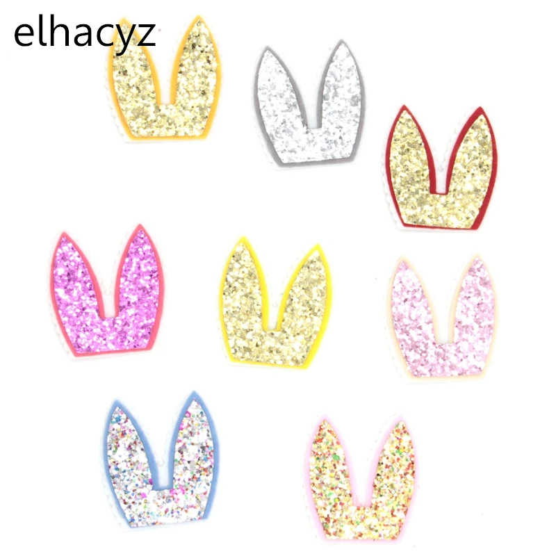 10Pairs/Lot Glitter Felt Pad Rabbit Ears Bunny Ears For Girls Hair Clips Children Headband Kids DIY Hair Accessories Wholesale warm winter baby hat plush bunny ear kids girl boy bonnet hat solid color thick infant toddler beanie cap baby knit hat children