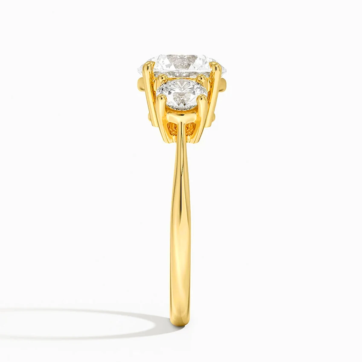 Round 3 Stone Moissanite Ring 3ct Engagement Minimalist Style Wedding Woman Real 14K Gold Hollow Ring 3