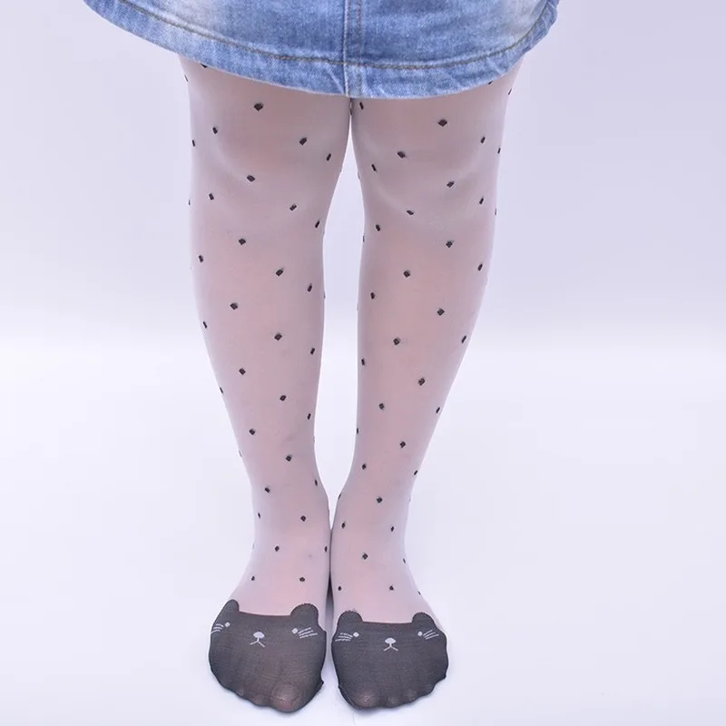 Baby Child Embroidered Cat Pantyhose Spring Summer kitten Tights Princess Girls Cartoon Thin Silk Kids Dot Dance Stockings