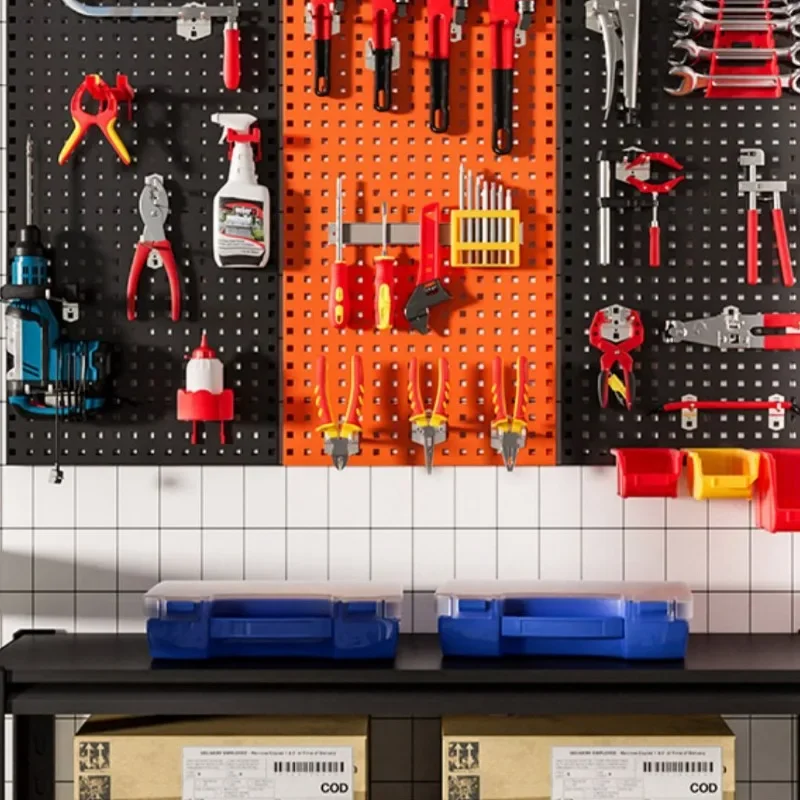 Metal Shelving Tool Board Square Hole Professional Hardware Storage Display Board Multifunction Wall-mounted Tools Packaging 5