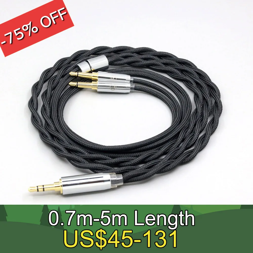 Pure Silver Nylon Shield Cabo para Hifiman Sundara Ananda 99 Grafeno Paládio Ouro He1000se v2 He6se He400se He35 Ln008293
