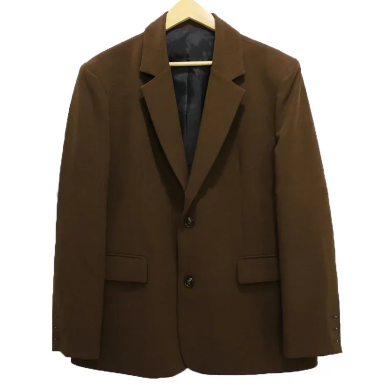 Korean Style Blazer Men Fashion Solid Color Business Casual Suit Jacket Men Streetwear Loose Dress Jackets Mens Formal Blazer