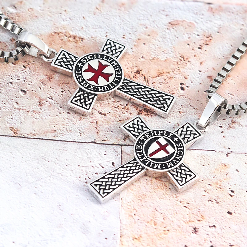 Cross Templar 925 Silver Classic Pendant Necklace Double-sided Men's Amulet 5