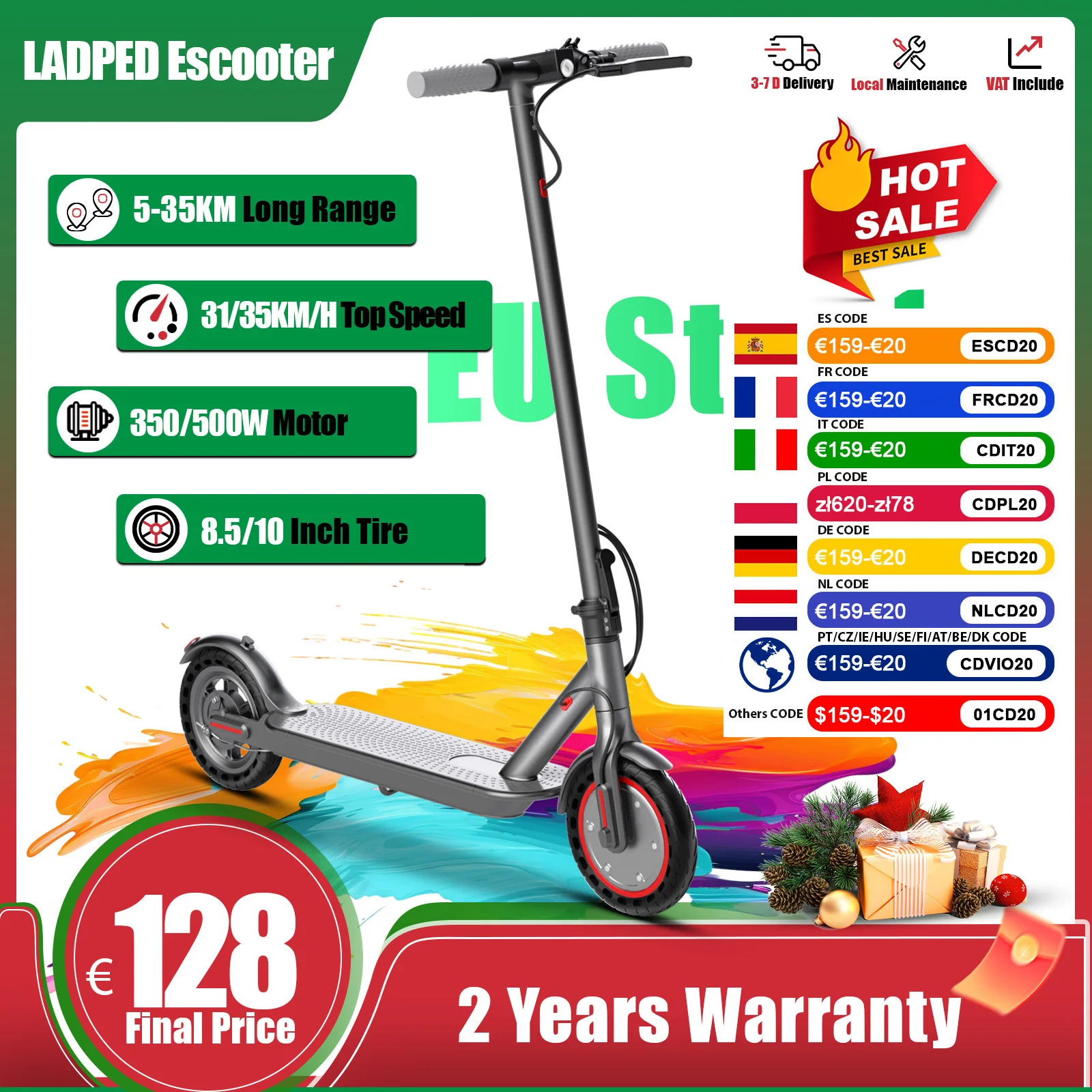 Trottinette Électrique Pliable Adulte - 500W - 35km - Selle Et Panier Inclus
