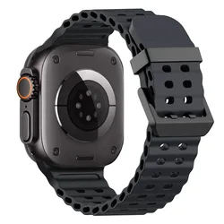 Ocean Silicone & Metal Buckle Adjustable Watch Strap Bracelet - Ultra 3 2 1 49mm (Black)