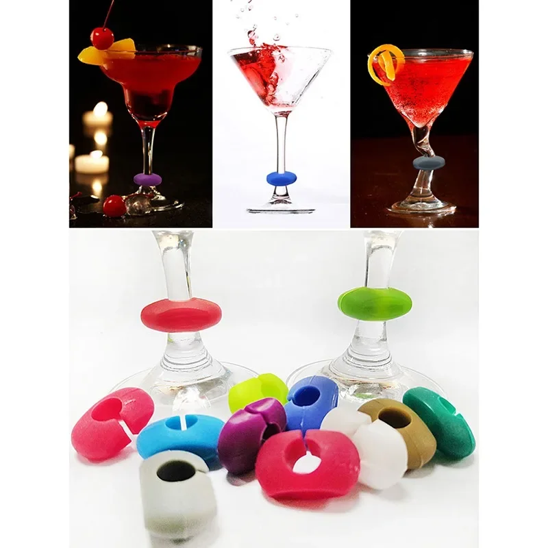 Silicone Red Wine Glass Marker Charm Drinking Glass Identification Cup Labels Tag Signs Party Supplies