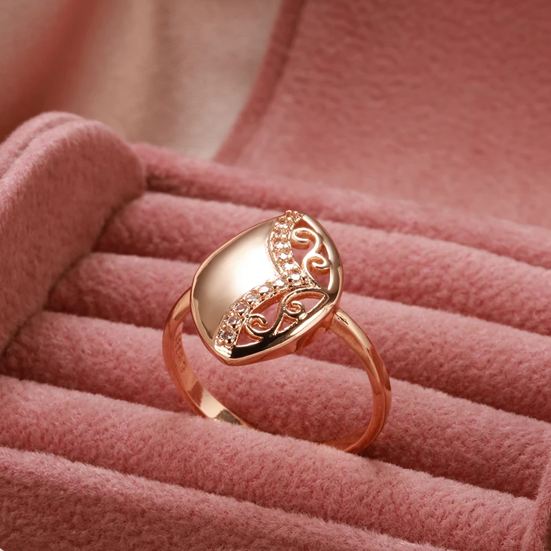 585 Rose Gold Ring For Women Hollow Flower Ethnic Bride Wedding Natural Zircon Rings Fine Jewelry wedding rings fashion rings engagement rings zircon rings bohemian rings