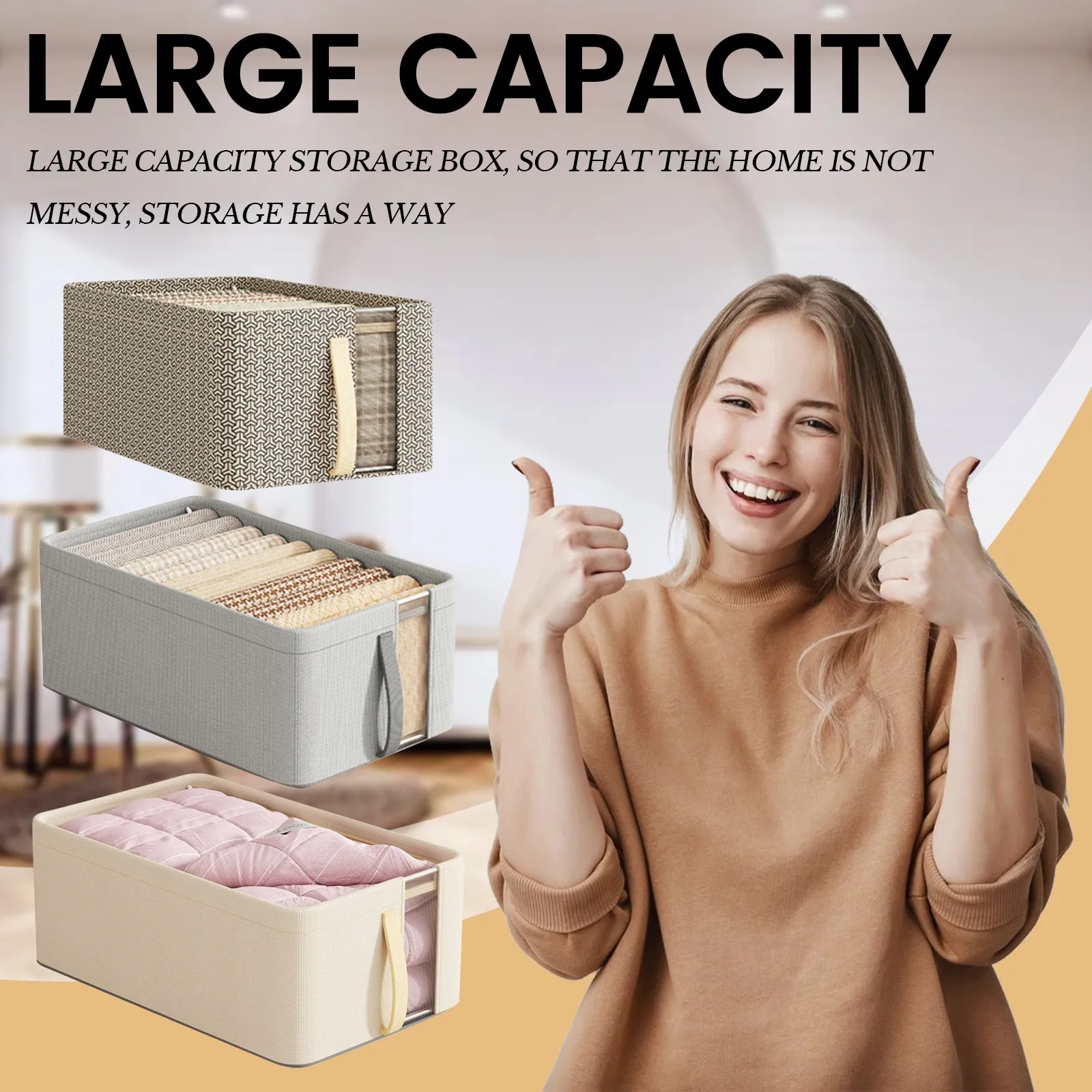 45x25x17cm Oxford Fabric Mesh Steel Shelf Organizer,Clothes Storage Bins Foldable Closet Organizers Storage Containers with Rein 6