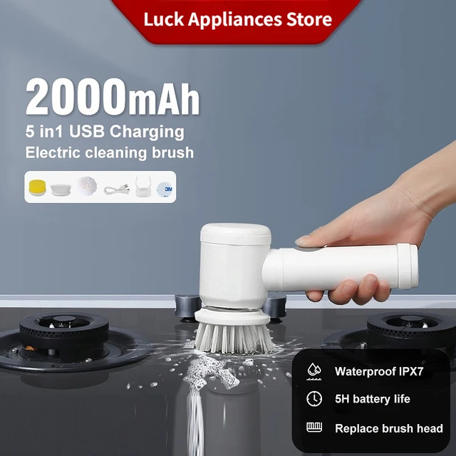 Electric Cleaning Brush 5-in-1 Handheld Kitchen Cleaner Cordless