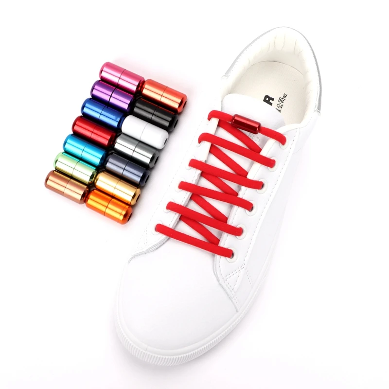 Elastic No Tie Shoe Aluminum Capsule Lock for Kids Adult Sneakers Quick Shoelaces Semicircle Shoelace Lazy Laces_voghion.com