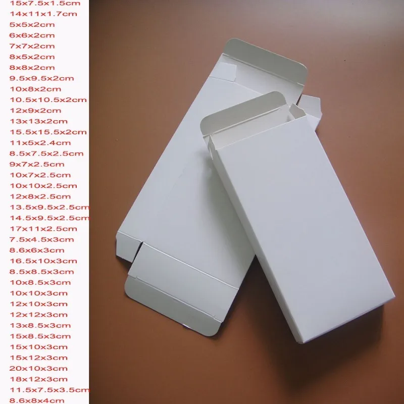 50 PCS/lot 39sizes Flat White Folding Cardpaper Packing Box