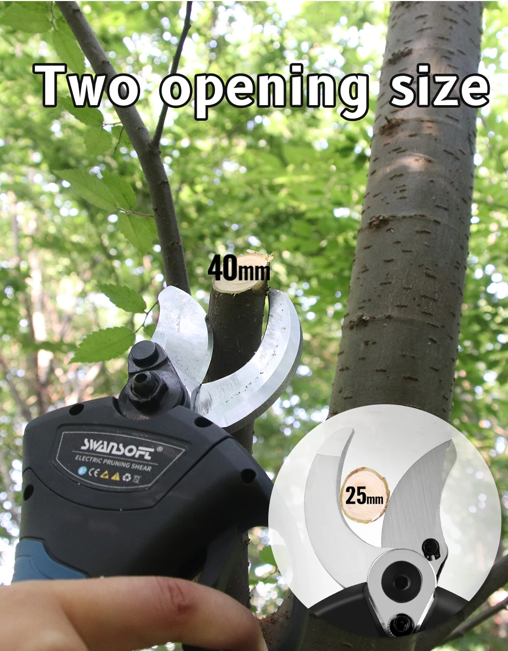 SWANSOFT 8605 Pruner Garden Tools Electric Shears Cutting Wooden Branches 40mm Lithium Battery 6