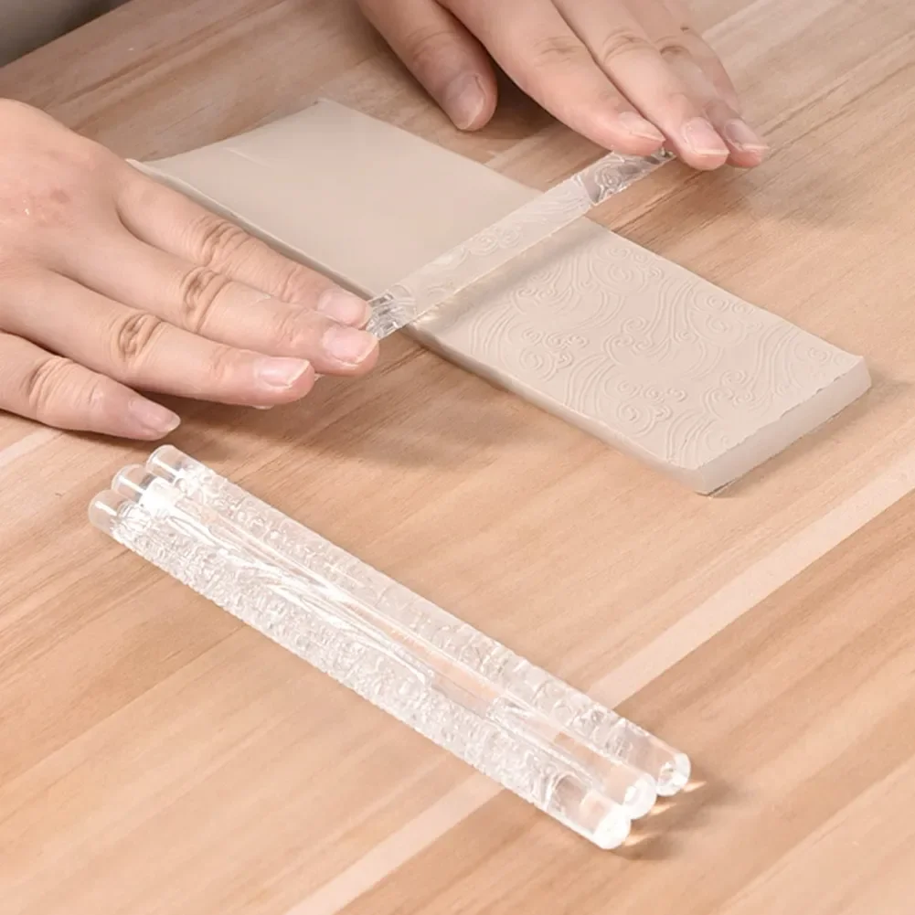 Description Picture 4 of itemAcrylic Texture Rolling Pin DIY Clay Craft Tools Flower Pattern Mud Embossing Rolling Stick Ceramic Pottery Art Embossed Rod