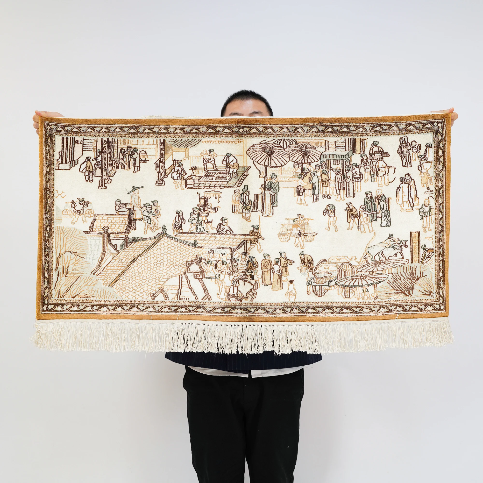 

1,8 'x 3,5' шелковый ковер ручной работы высокой плотности гобелен домашний декор ковер (PWP028H)