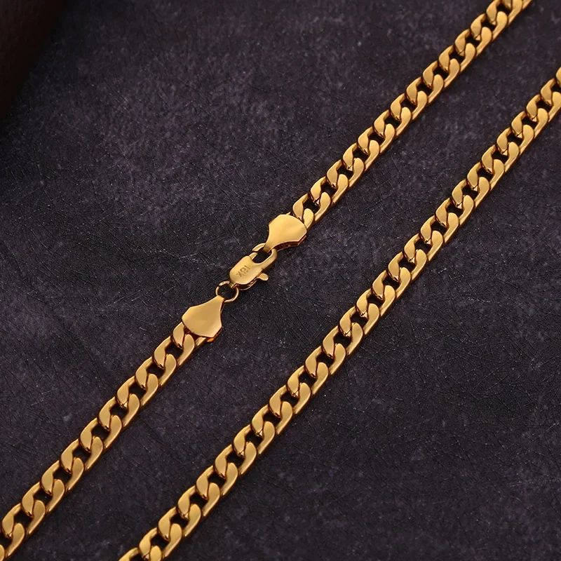 Fashion Necklace 6MM 18K Gold Plated Sideways Snake Chain Necklace Men Women 30In Femme Hip Hop Jewelry