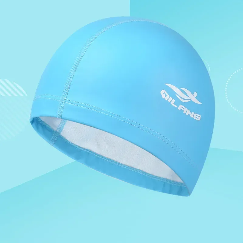 Swimming Caps PU Waterproof Unisex Women Men Swim Hat Stretch Elastic Swimming Pool Accessories Swimming Cap Ear Protection 6
