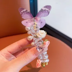 Sweet Butterfly Rose Hair Hoop - Children's Braided Hair Rope & Headwear Accessory (Purple)