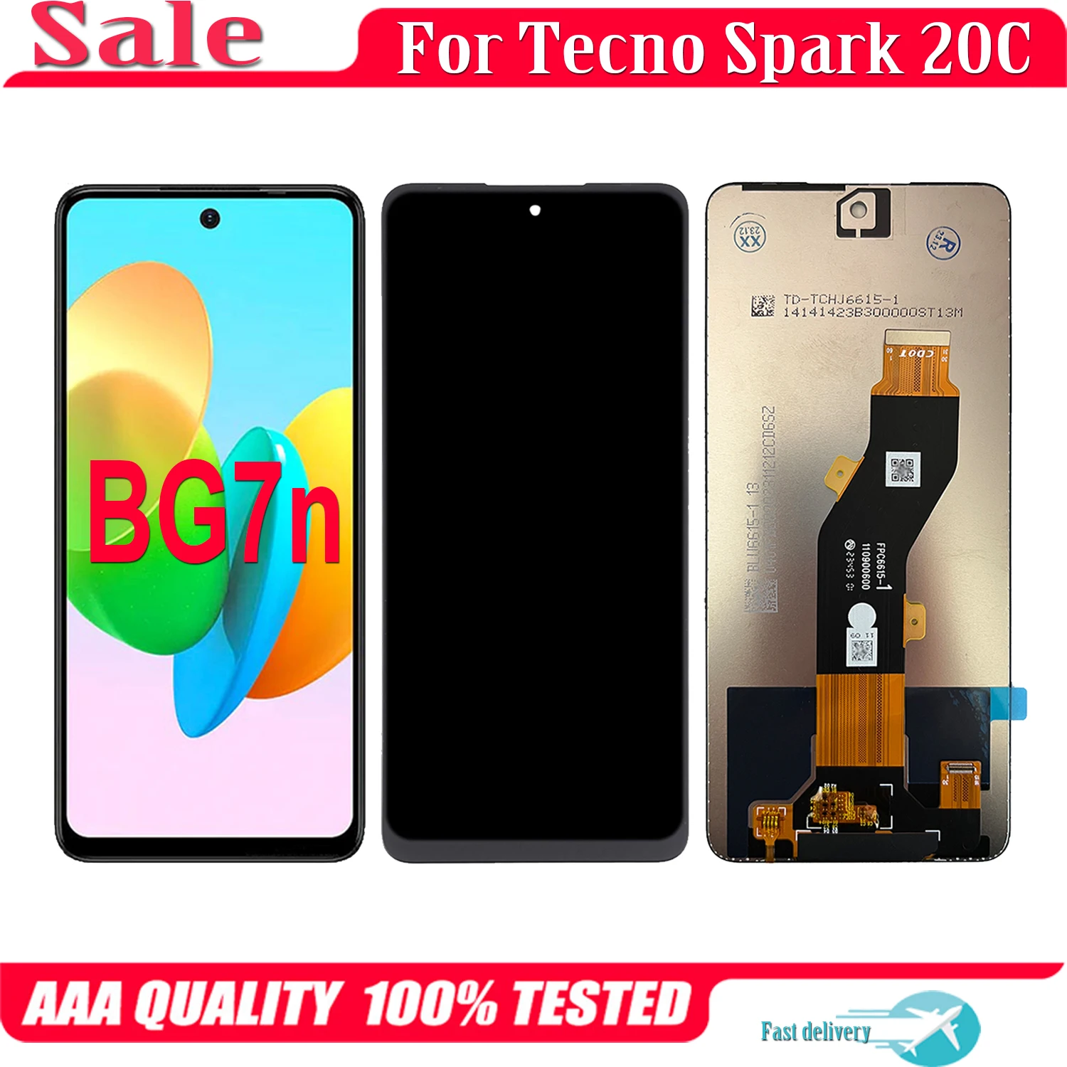 6.6 ''Voor Tecno Spark 20c Bg7n Lcd-Scherm Touchscreen Vervanging Digitizer Assemblage