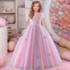 Shiny Toddler Stunning Little Big Girls Feather Sleeves Flower Girl Birthday Party Pageant Formal Holiday Christmas Dress 1