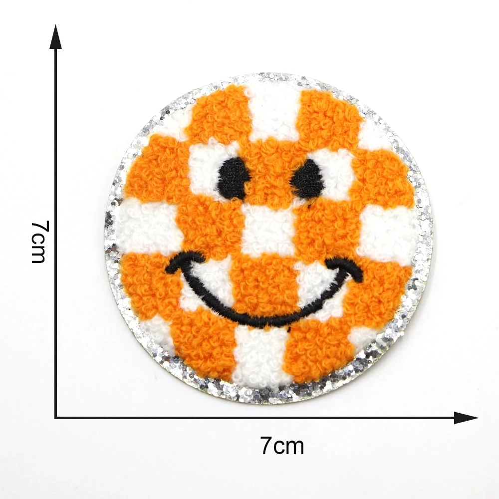 1PC Regenbogen Gesicht blitzPatches Chenille Stickerei Kleidungsstück Applique Eisen Auf Patch Für Kleidung Liefert Dekor Zubehör – Detail 16